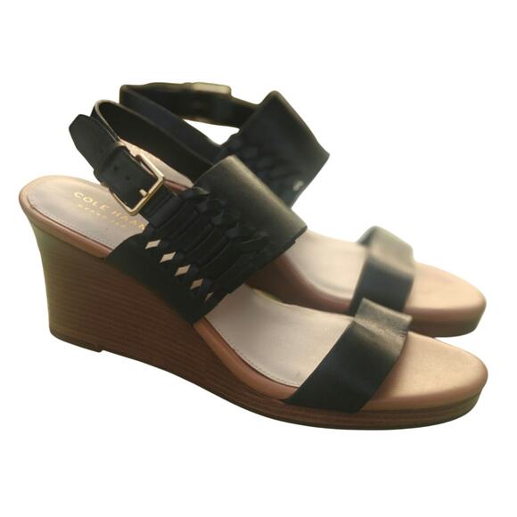 Cole Haan faux leather Wedge Sandals sz 8.5 - Picture 1 of 8